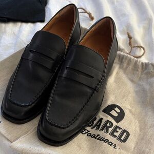 Maleo Bared Footwear Black Leather Penny Loafers for Women